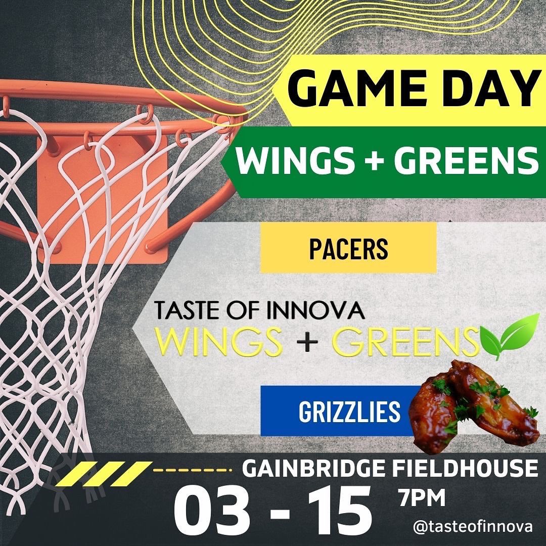 InnovaArtis's tweet photo. ||| BIG DAY |||

Today is the first game day @TasteofInnova will be a featured restaurant in the newly renovated Gainbridge Fieldhouse @GainbridgeFH ! We are so thrilled + excited to be serving our finger licking fusion wings + greens to our city, NBA + more🍗🥬💛🏀 See you there https://t.co/uCDUVGJrxZ