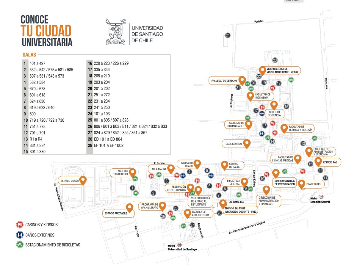 VRAUSACH's tweet photo. Estudiantes, si necesitan encontrar sus salas, les compartimos el mapa del campus universitario.
Mucha suerte en sus primeros días en el campus. 😉
@usach @vraeusach https://t.co/zg0oV31P1g