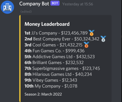 DoubleJGames's tweet photo. Are you part of the official DoubleJGames discord server? Coming soon - the ability to view company leaderboards! 🤩

Join here: https://t.co/VlkGZEpuYY

#Roblox #GameDevLife https://t.co/cbmQfLwq1j