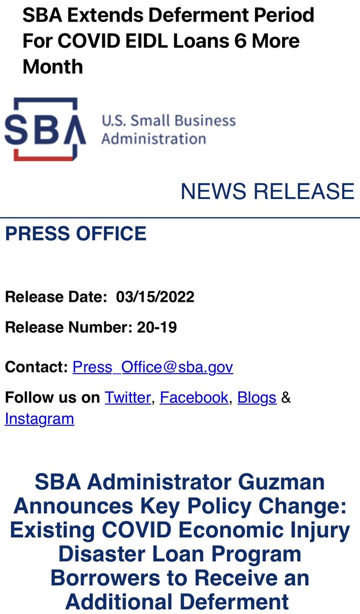 401coalition's tweet photo. Good News For Small Businesses!
@SBAgov just announced! https://t.co/AOUysyYYBu