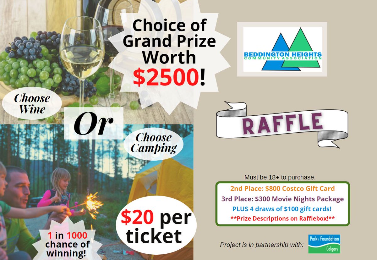 Are you a wine lover?  Or maybe you prefer to try camping?  Then try to win some great prizes and help support our community garden!  rafflebox.ca/raffle/bhca