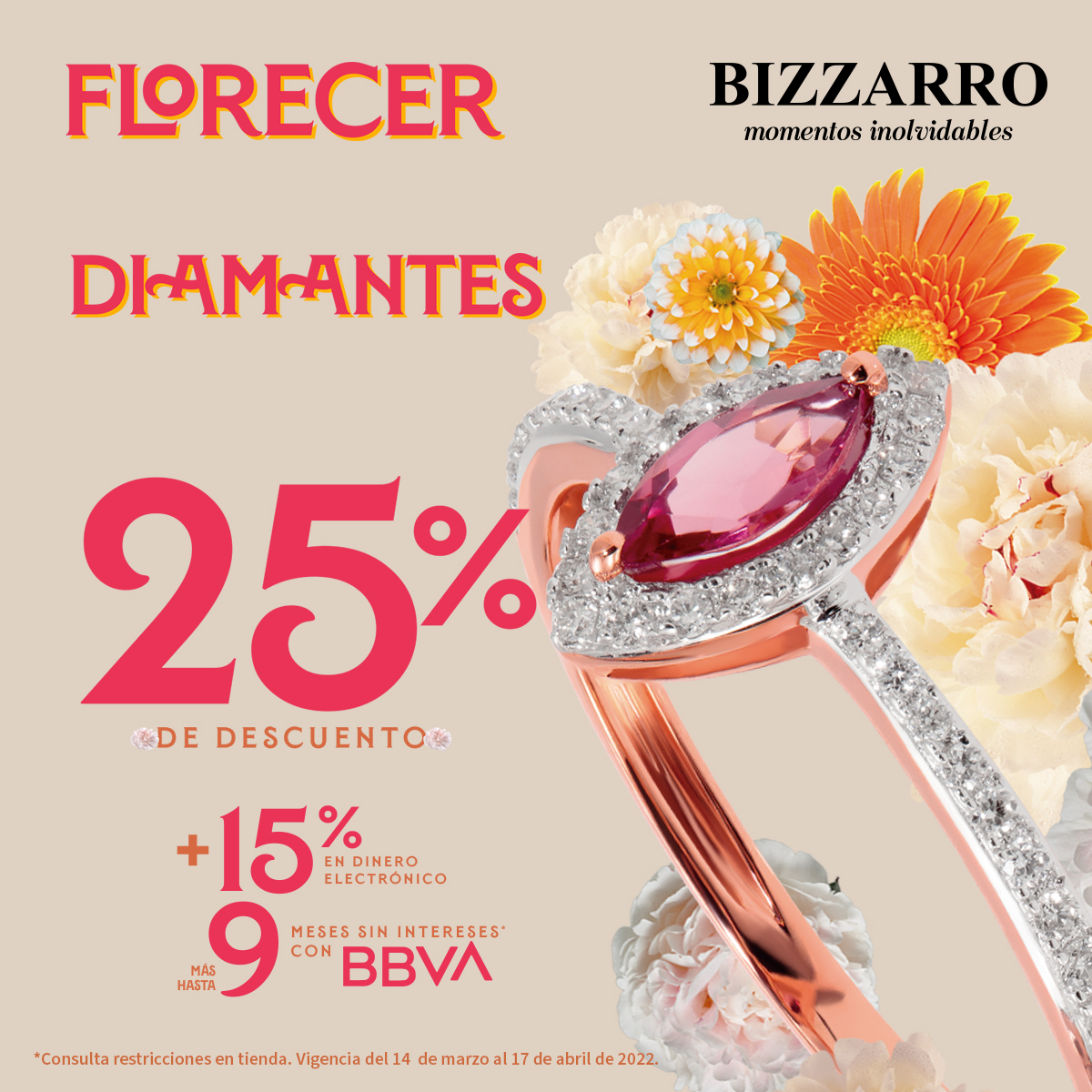 viaaltamx's tweet image. 🌼¡¡¡Llegó el mes para FLOCECER con la increíble colección que @JoyeriaBizzarro tiene para ti!!! 🌻 
¡¡Diamantes con 25% de descuento + MSI!!  💎   
VIGENCIA: Al 17 de Abril 2022  
*Consulta restricciones en tienda. 
#ViaAltaSalamanca #TUVIAaLaModa #primavera #Bizzarro