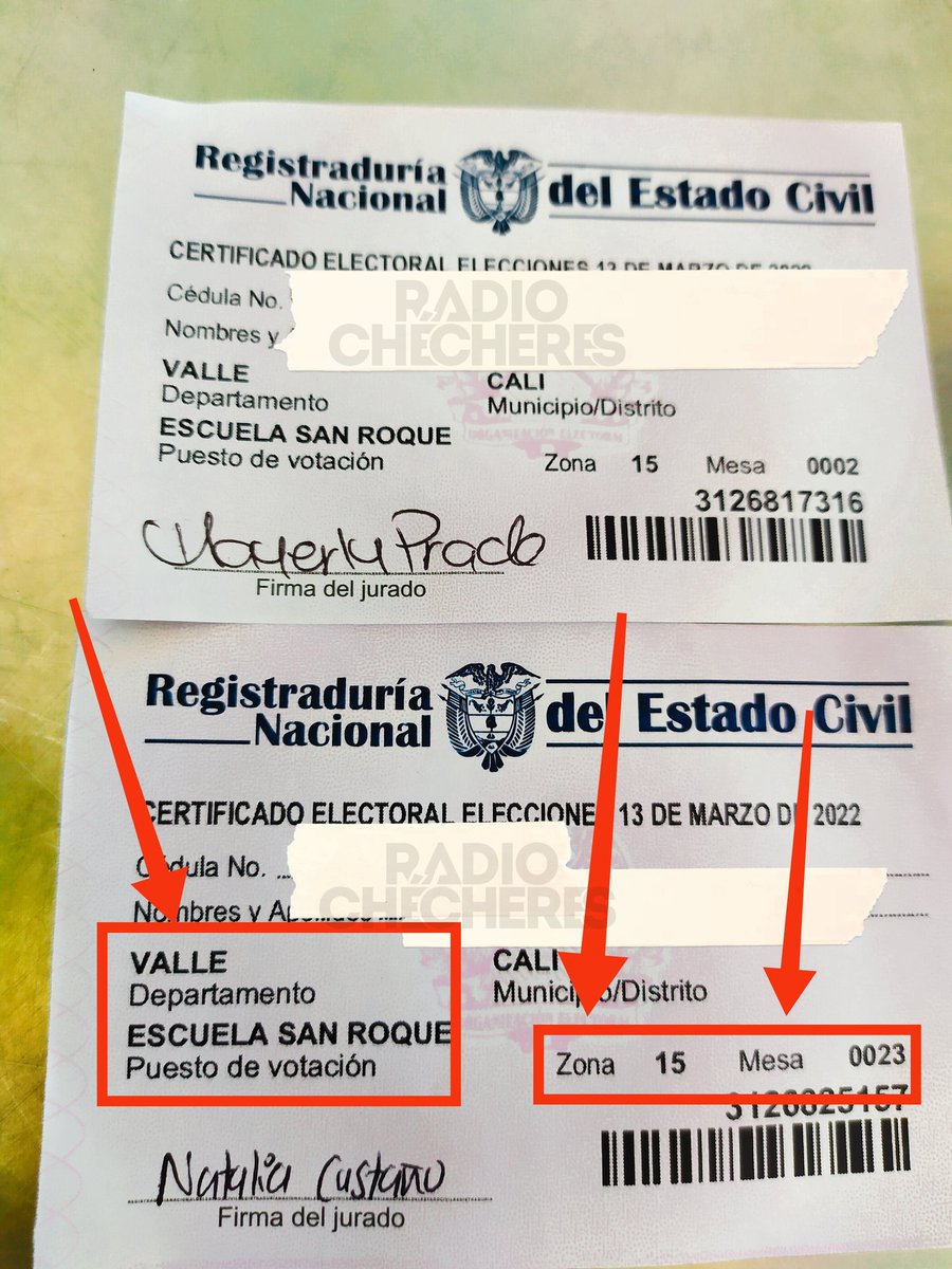 RadioChecheres's tweet photo. 🚨 #ElDato Cómo saber si tu voto está?

⚠️ Actas E-14:

✍️ En tu certificado de votación mirá Zona y Mesa
📲 En la web de la Registraduria, en menú seleccioná tu departamento y municipio https://t.co/Nk679GFxyh
💬Ingresás tu Zona, Mesa y Puesto de Votación

 🧵 #Hilo 1/2 https://t.co/etptXAUqV3