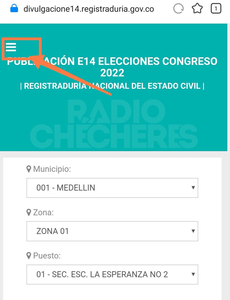 RadioChecheres's tweet photo. 🚨 #ElDato Cómo saber si tu voto está?

⚠️ Actas E-14:

✍️ En tu certificado de votación mirá Zona y Mesa
📲 En la web de la Registraduria, en menú seleccioná tu departamento y municipio https://t.co/Nk679GFxyh
💬Ingresás tu Zona, Mesa y Puesto de Votación

 🧵 #Hilo 1/2 https://t.co/etptXAUqV3