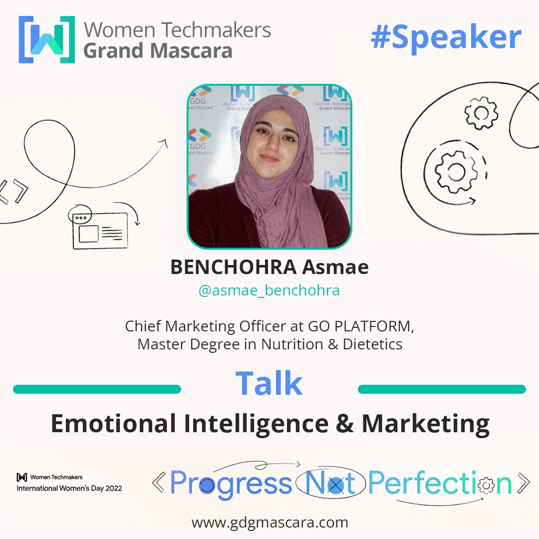 wtmgrandmascara's tweet photo. Did you ever ask yourself π€ what is Emotional Intelligence and how can I become incredible at marketing ?
In this talk Asmae will provide us with more information about this interesting topic in our IWD. It's your chance to develop your skills π₯
#progress_not_perfection https://t.co/Z9YeoP7brJ