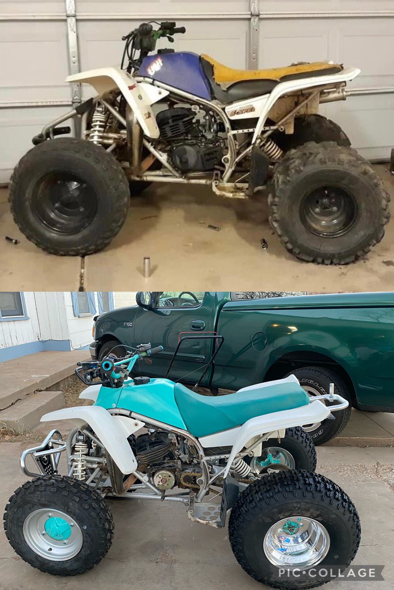 pr_props's tweet photo. Then and now
Top is the day i bought it
Bottom is my attemp at restoring it, still unfinished #yamaha #blaster #yamahablaster #2strokes #bikelife #fourtrax #4wheeler #quadbike #cuatrimoto #blaster200 https://t.co/GXx0Ez3XE7