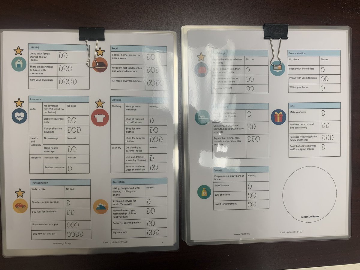 KTJamsHamby's tweet photo. Excited for the budget reality check activity with Mr. Montgomeryโs middle schoolers tomorrow! After they set their budgets (based on randomly drawn careers and family profiles) will they be willing to roll the dice of chance? #noworksheetwednesday @PrinceEdwardSch ๐๐ https://t.co/wlgQa5UKJM