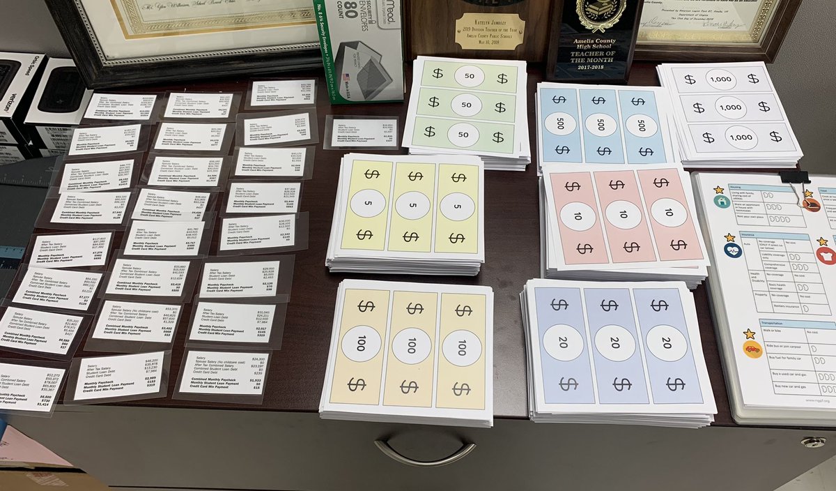 KTJamsHamby's tweet photo. Excited for the budget reality check activity with Mr. Montgomeryโs middle schoolers tomorrow! After they set their budgets (based on randomly drawn careers and family profiles) will they be willing to roll the dice of chance? #noworksheetwednesday @PrinceEdwardSch ๐๐ https://t.co/wlgQa5UKJM