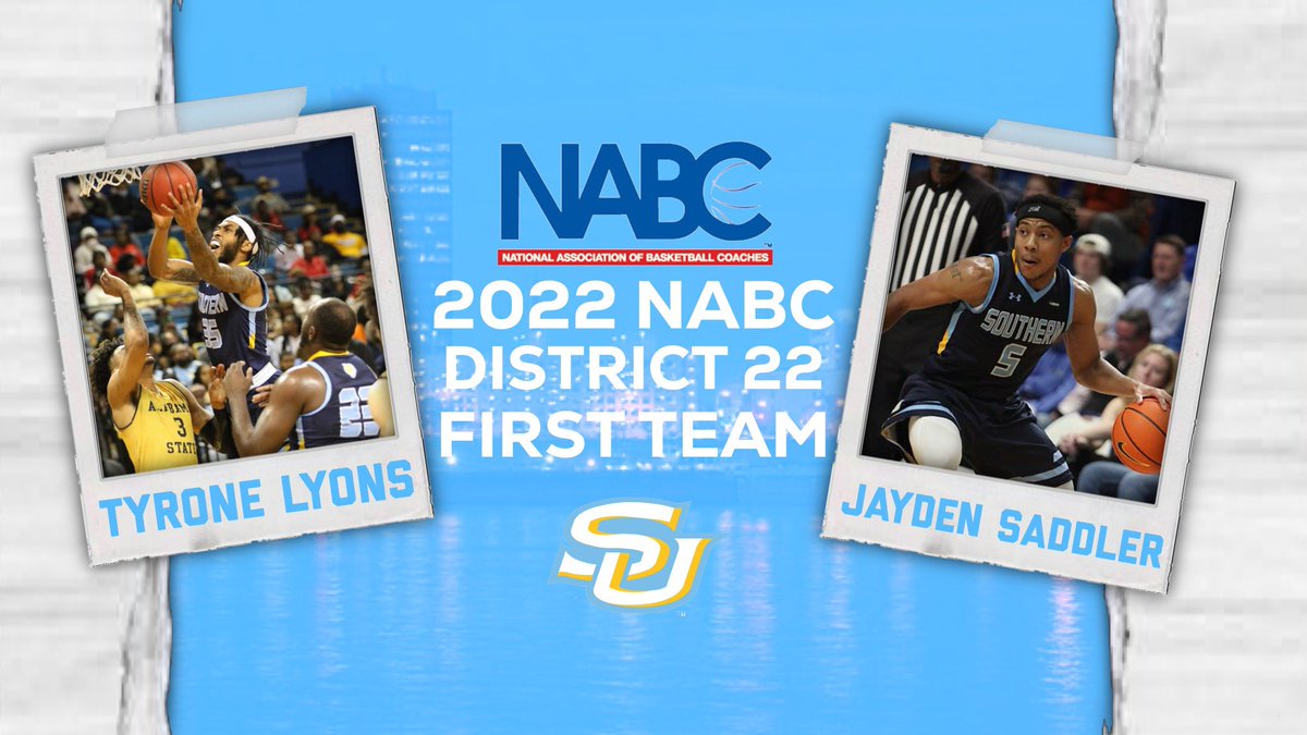 JaguarHoops's tweet photo. BREAKING | @TyLyons35 (1st-Team) and @jaydensaddler (1st-Team) have both been recognized on the @NABC1927 All-District 22 Team. 🏀🏀🏀

#SUBasketball #WeAreSouthern #Family #ProwlOn https://t.co/CItI0MKKhk
