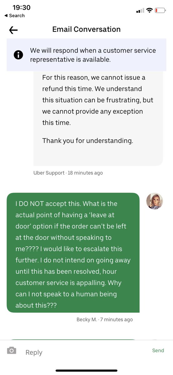 BeckiMortimer's tweet photo. Here’s a fun story from today. Ordered from @ubereats_uk @UberEats and selected for it to be left at the door as I was going in a meeting and I had ordered to work (which has a reception btw), yet the driver then marked it as delivered because I didn’t answer my phone. WTAF https://t.co/9iNrTG6Dp1