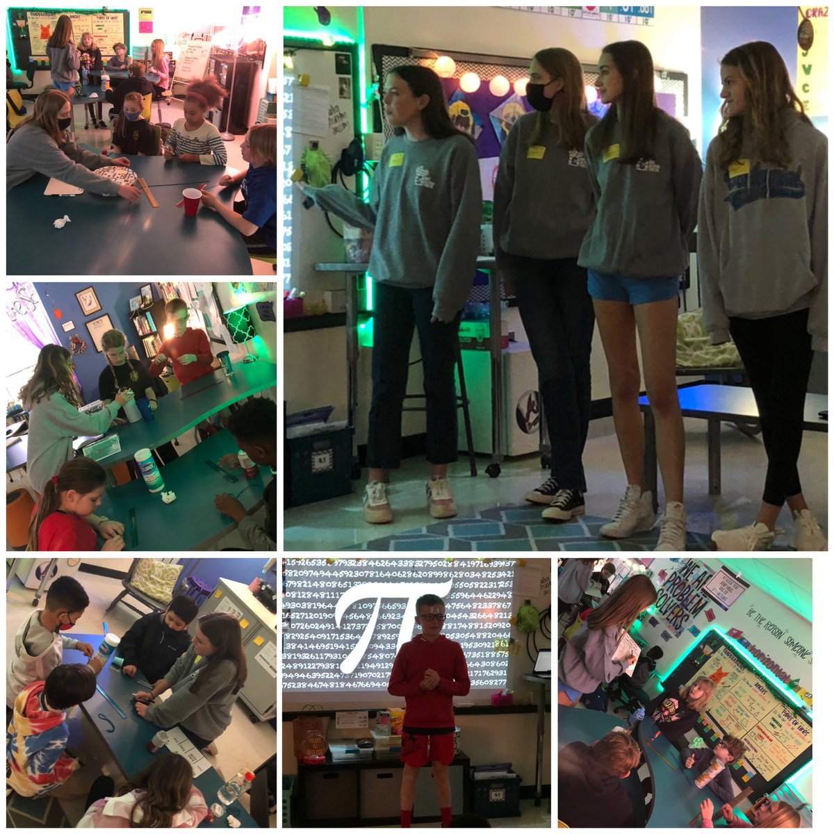 Pi Day was a success!! Full circle moment as former kids taught current kiddos math today! 💜