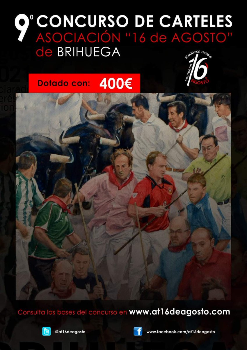 ¿Quieres ganar 400€? ¡Anímate a participar en nuestro concurso de carteles! Consulta las bases en cutt.ly/KA4tyx4
RT: <a href="/concursosguia/">Guiadeconcursos.com</a> <a href="/MundoArti/">MundoArti</a> <a href="/ArteInformado/">Arteinformado</a> <a href="/DIEGOALCALDE1/">DIEGO ALCALDE</a> <a href="/kenosvayabonito/">Kenosvayabonit❤️</a> <a href="/GanaderiaSandra/">Sandra Sopeña</a> <a href="/cosodelascruces/">Plaza de Guadalajara</a> <a href="/ToroAlcarria/">ToroAlcarria</a> <a href="/guadaltauro/">Guadaltauro</a> <a href="/turismoengu/">Turismo Guadalajara</a>