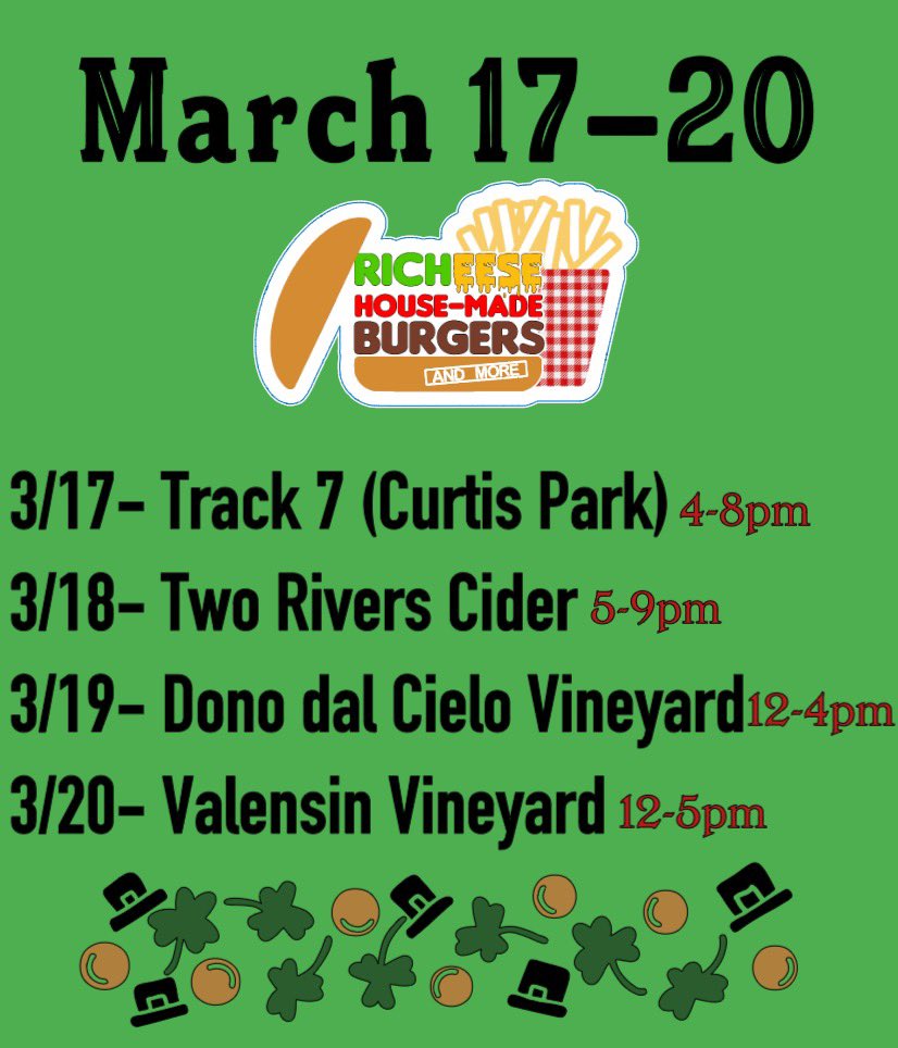 This weeks schedule! Come see us!

#richeeseburgers #sacramento #916 #midtown #sacramentofood #sacramentoburger #smallbusiness #sacramentovendors #sacramentoevents #sacramentofoodtrucks 
#sactown #midtownsacramento #sactowneats #sacramentoeats #visitsacramento #sacramento365