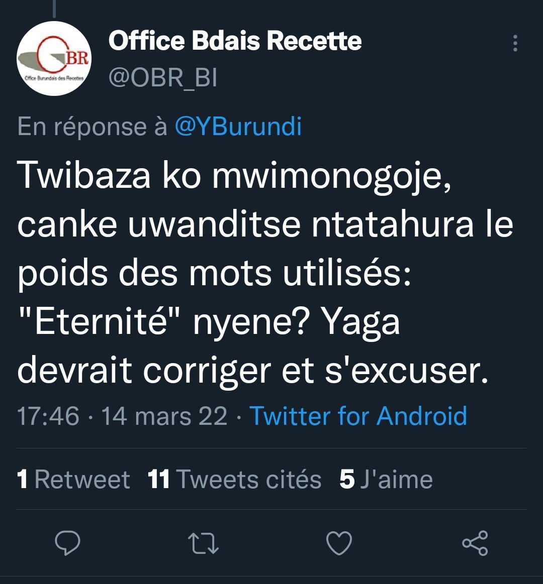 Andyhakiz's tweet photo. Abacafuza ishusho y'igihugu cacu,
Inyanka #Burundi
Abansi b'u #Burundi

Ni aba bandika ibi bakoresheje ama comptes officiels de nos institutions. Harakwiye gutangwa inyigisho zo kumenya gutandukanya communication personnelle et institutionnelle kuri aba bantu. https://t.co/Iu6pNo8Z6e