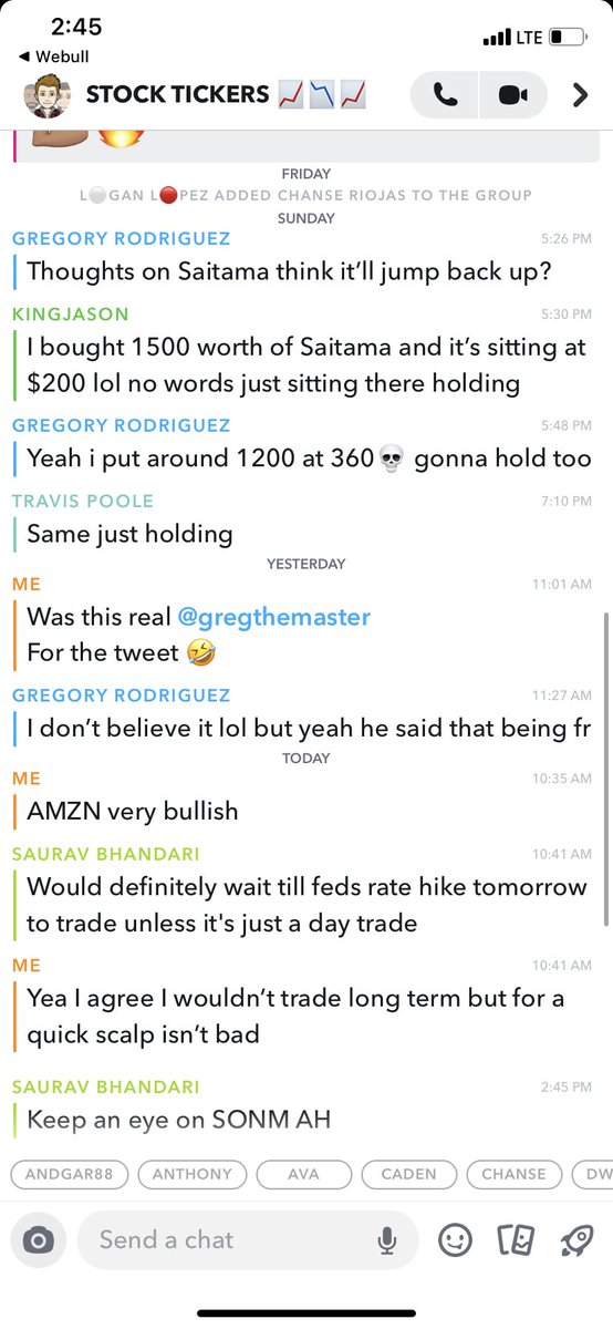 STOCKTICKERS5's tweet photo. Interesting chat today , but that’s everyday , join ! @STOCKTICKERS5 ! #StocksToBuy #stocks #OptionsTrading #Crypto https://t.co/BS1SrKpVyB