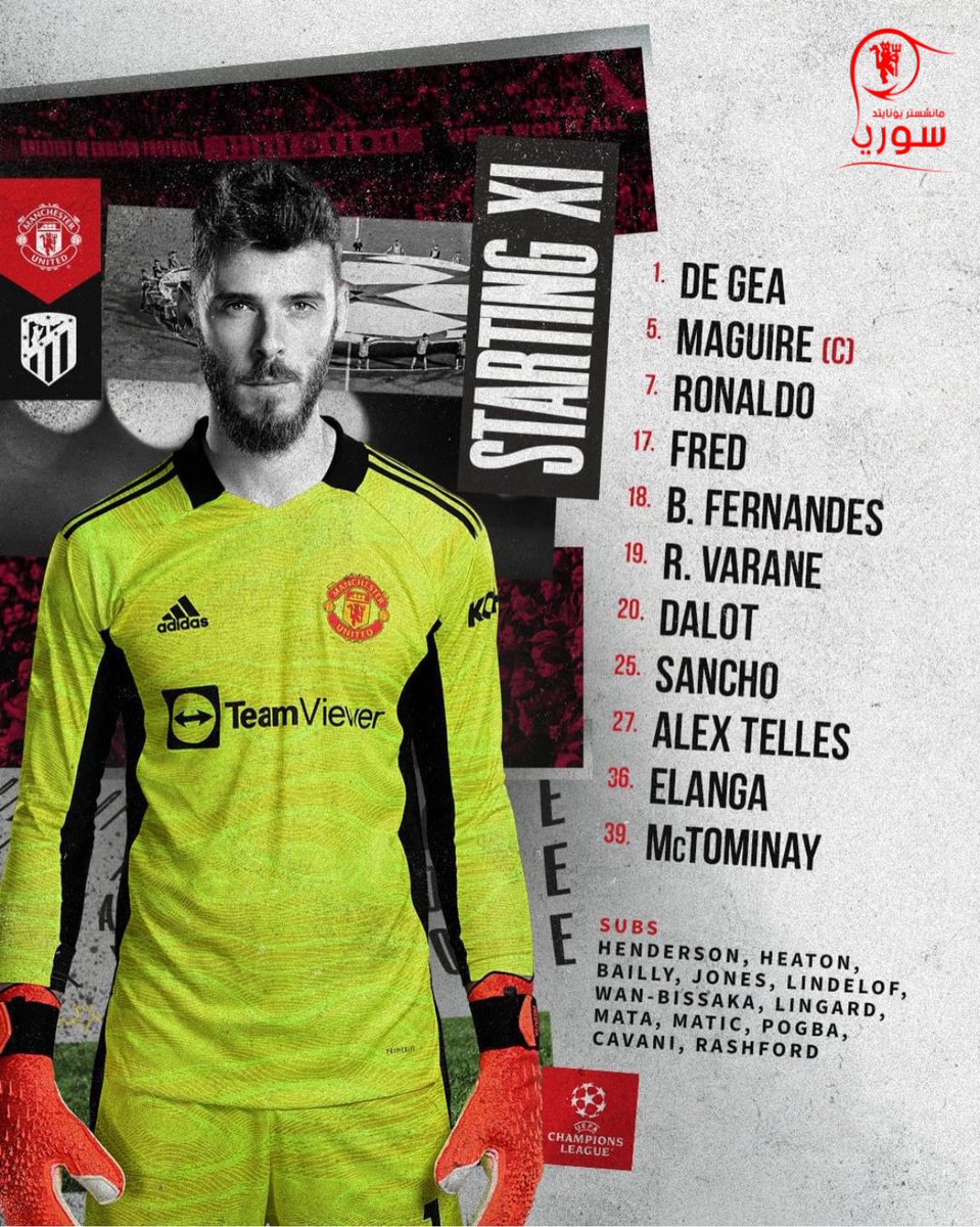 MUSC_Syria's tweet photo. التشكيلة الرسمية لمباراة اليونايتد ضد اتلتيكو مدريد بعد قليل 🔥🔥
بالتوفيق للشياطين الحمر ❤️
#MPS6
#MUFC
#MUNATM #UCL
#ManchesterUnited
#MUSC_SY https://t.co/MmfIpWFObI