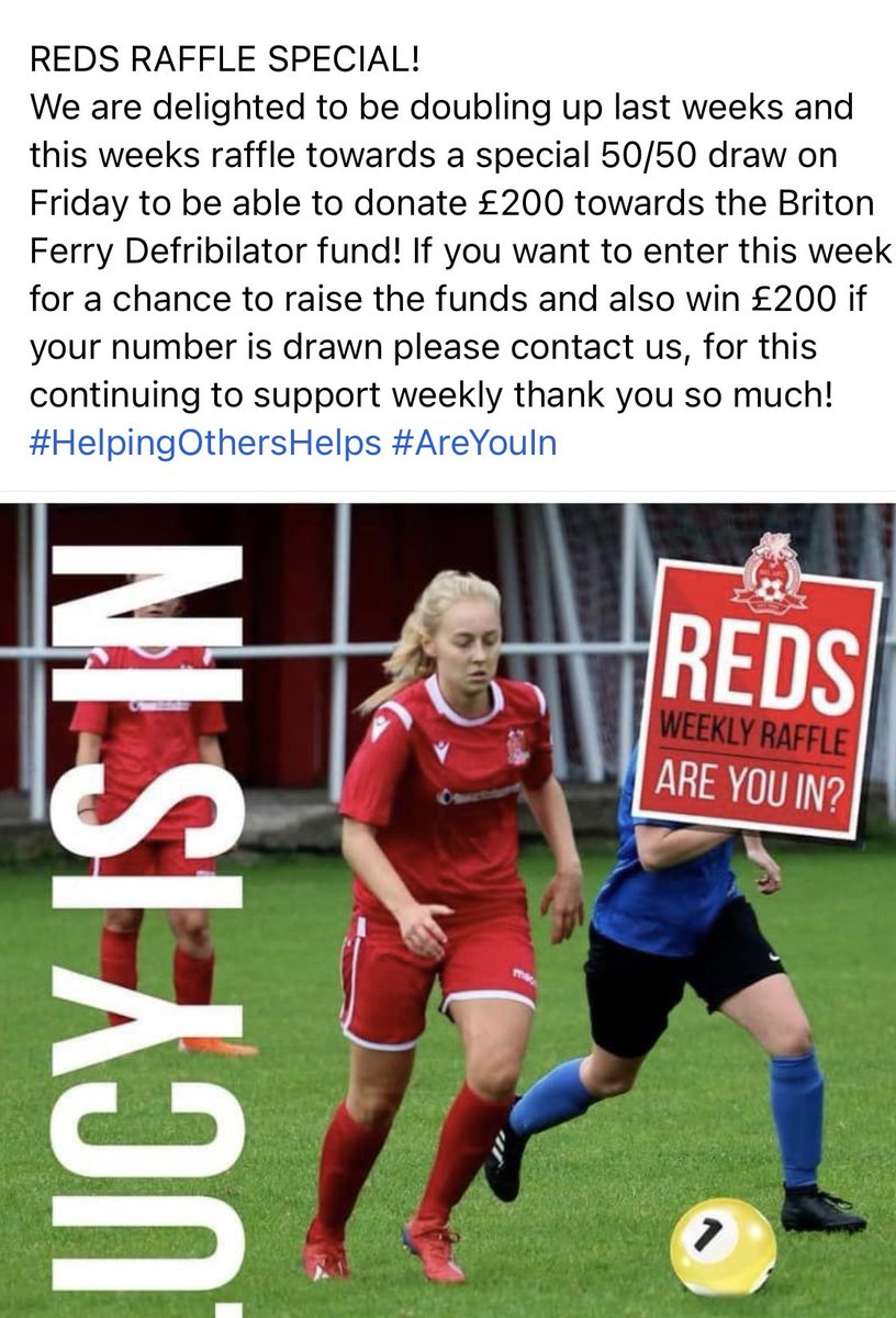 bflafc's tweet photo. ARE YOU IN?
From something started during lockdown we have now been able to donate over 5k to local causes through the #RedsRaffle!
DM us to enter this week towards the Briton Ferry Defibrillator Fund🔴⚽️🙏🏻#HelpingOthersHelps #RedsUnite https://t.co/evHGnCtdCm