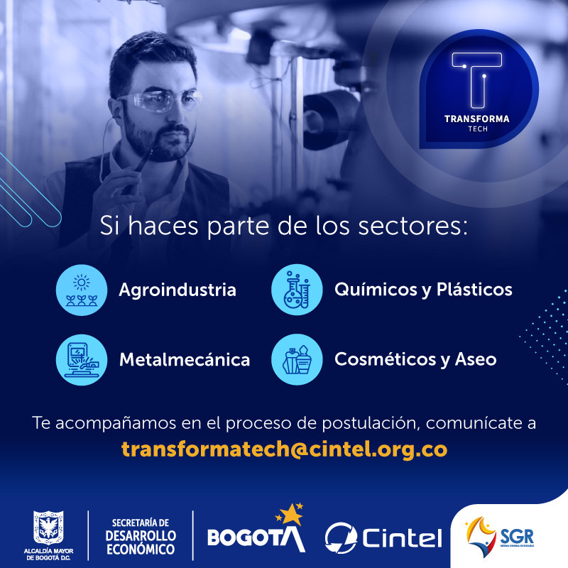 CINTELColombia's tweet photo. Extendimos la fecha de cierre de convocatoria para acompañar a más empresas de Bogotá en su camino hacia la #TransformaciónDigital. ¡Vamos por más con #TransformaTech! 

No te quedes por fuera e inscríbete antes del 31 de marzo: https://t.co/Gdd0n6AdYU