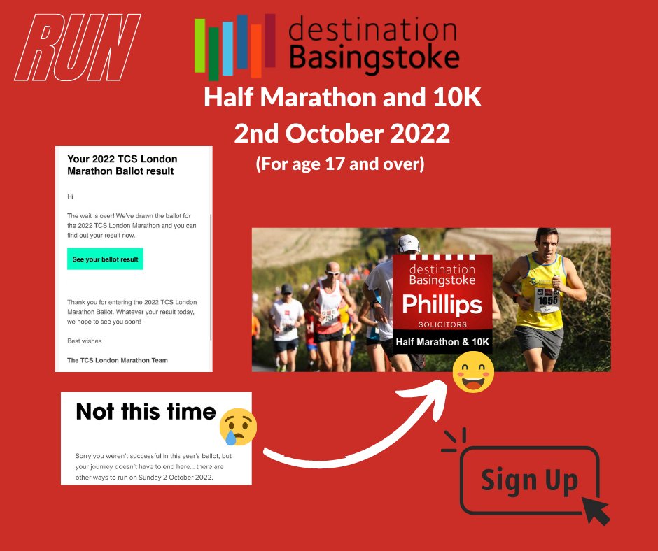 BasingstokeHalf's tweet photo. Missed out on a space @LondonMarathon , we still have spaces on our half marathon and 10K Races.

Join and sign-up today:
https://t.co/8Lrk7FqNdf

#basingstokehalf #halfmarathon #hampshirerace #10krace #basingstokerunningcommunity #run #basingstoke @basingstoke @LoveBstoke https://t.co/dLWqo3Hbpz