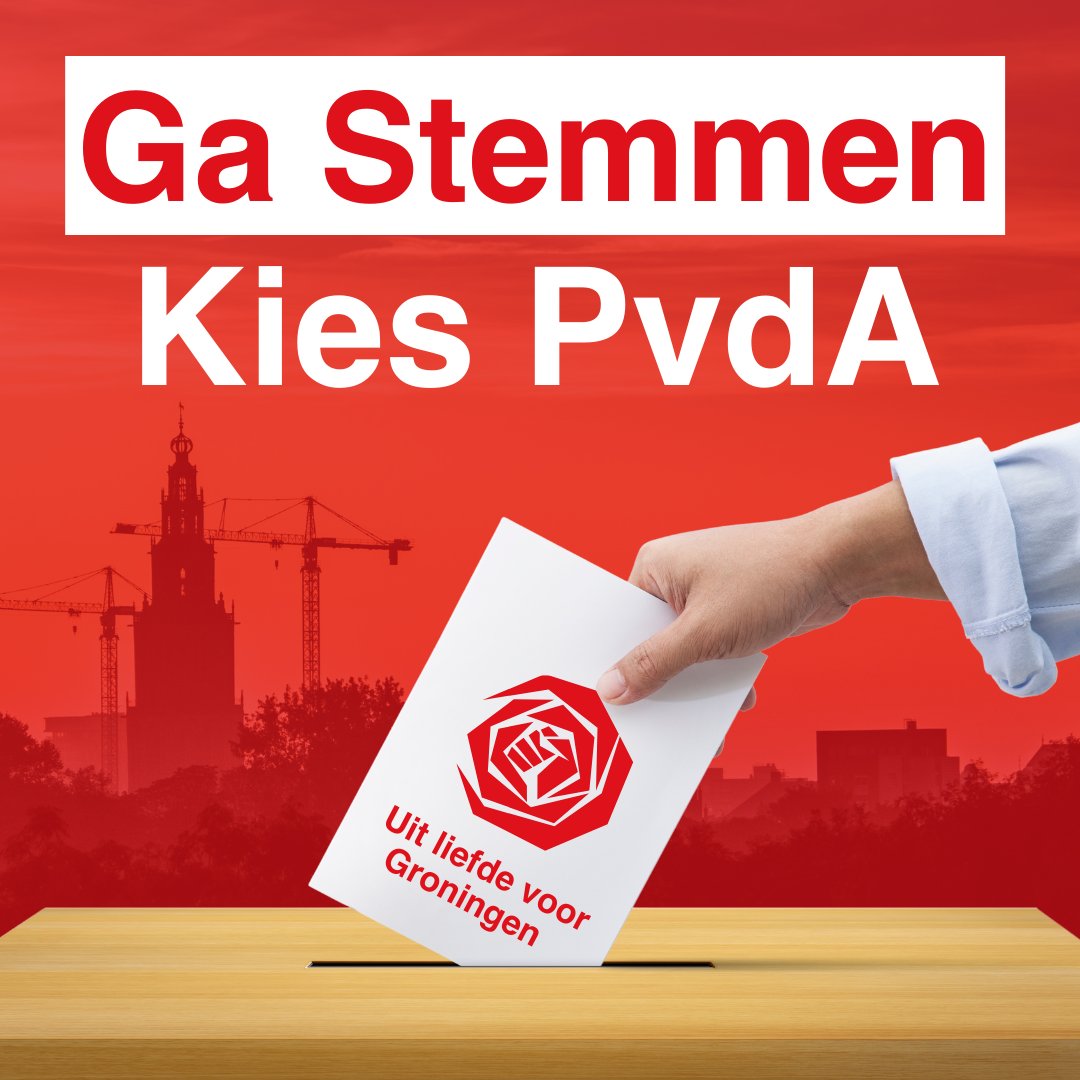 Pvda050's tweet image. Stem vandaag voor een sociaal Groningen met meer betaalbare woningen en kansen voor iedereen.🌹

Kies PvdA. Uit liefde voor Groningen ❤️