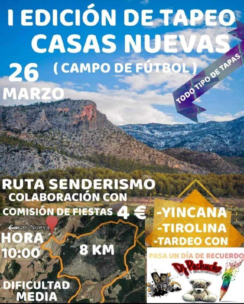 El próximo 26 de Marzo nos vemos en Casas Nuevas. Un paseo, tapicas un buen tardeo pachucho.