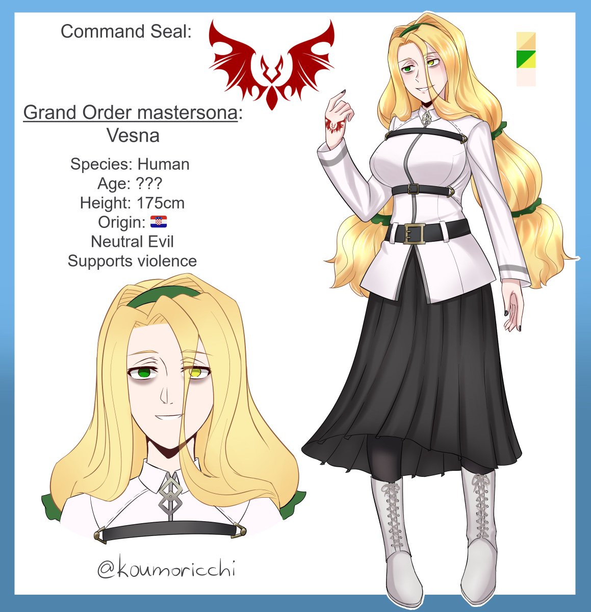 koumoricchi's tweet photo. [Fgo OC] Master Vesna is finally here!
#FGO #FateGrandOrder #FateGO #originalcharacter https://t.co/HgN5vnDTGF
