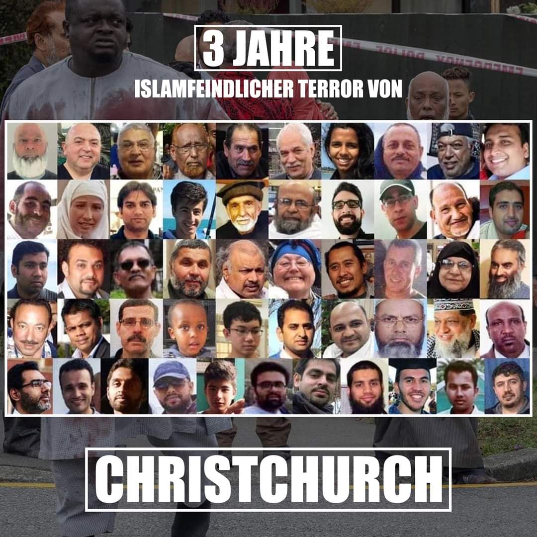 OMaddaghri's tweet photo. Es ist heute drei Jahre her, dass ein islamfeindlicher Terrorist im neuseeländischen Christchurch zwei Moscheen stürmte und 51 Menschen tötete.
So ist die Demokratie Tag täglich von Rechtsradikale bedroht.
Stoppt die Rechtsextremesmus. https://t.co/Dl214flXic