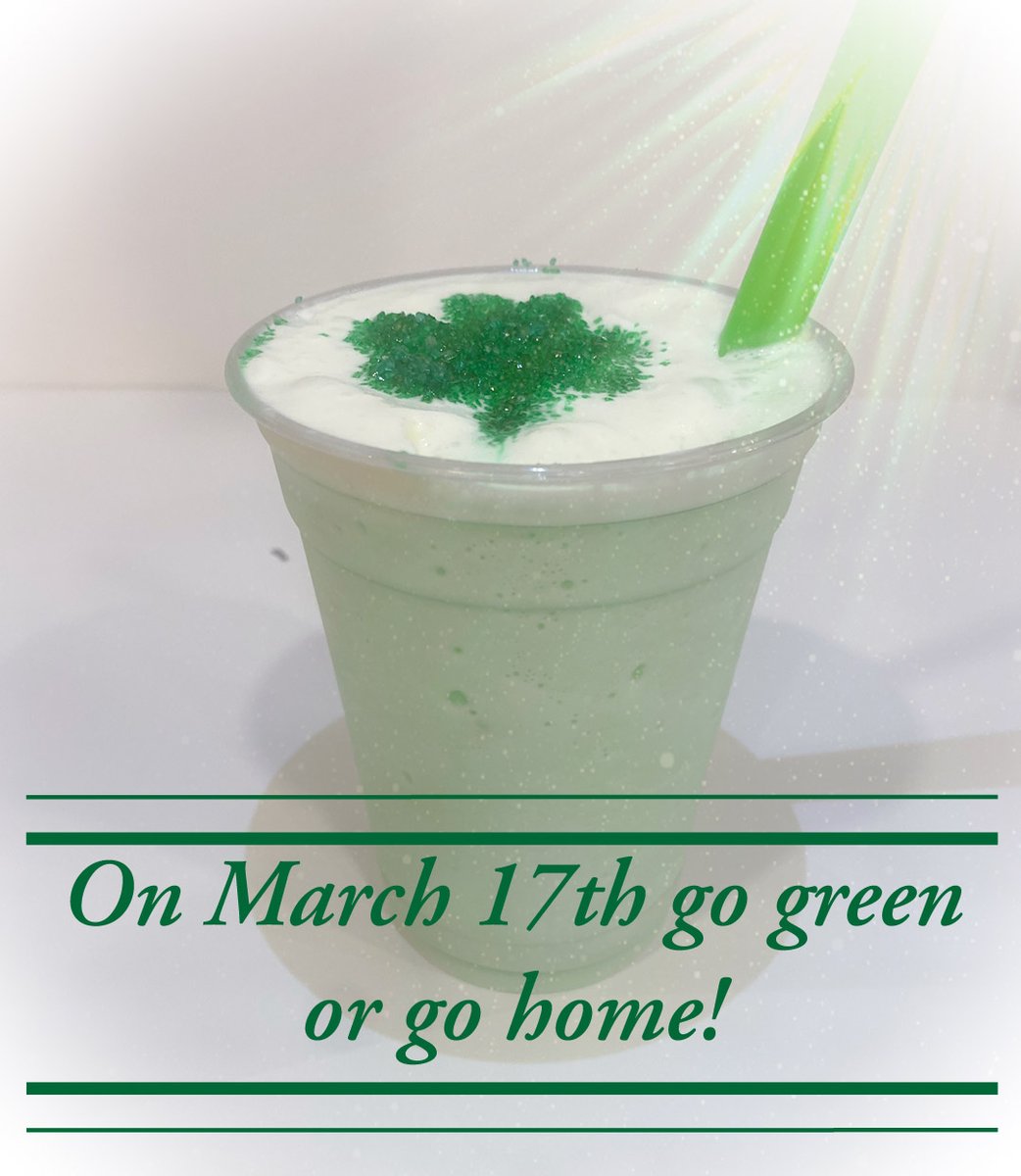 eatkonz's tweet photo. Get in the spirit with $5 green milkshakes this St. Patty's Day!  Come join the celebration with Konz!
.
.
#stpattysday #stpatricks #milkshakes #konzpizza https://t.co/cpepedNl1s