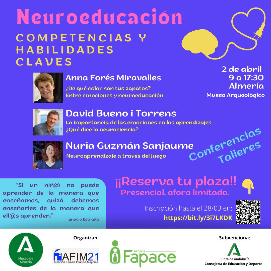 fapacealmeria's tweet photo. Jornada provincial "Neuroeducación: Competencias y habilidades claves" de #FAPACE y @AFIM21_alm  #AFIM21 @EducaAnd
📆2 abril. 9 a 17:30h en @MuseoAlmeria
👥Presencial, aforo limitado. 
ℹInscripcion hasta 28 marzo
@Aforesm
@DavidBueno33
@nuriajugant 
ℹ https://t.co/t7dwl0zdJs https://t.co/Pan3QAiqhP