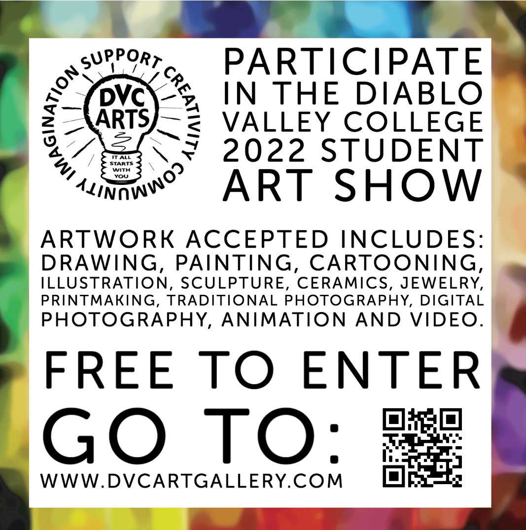 dvcartgallery's tweet photo. Time to start planning for the DVC Spring Student Art Show. GO TO : https://t.co/Pzj3TgWIlC to learn how you can participate. #dvc #DiabloValleyCollege #dvcart #studentartshow #diablovalleycollegeart #artgallery https://t.co/s1CHgadubb