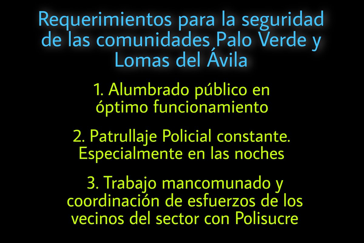 ManzanoLuis's tweet photo. Lamentablemente, en la madrugada de este 15 de marzo, continuaron los robos en Palo Verde-Lomas del Ávila. 

Ante esto, proponemos a las autoridades municipales y nacionales ejecutar este plan de inmediato para atender está terrible situación.

#HablaSucre #15marzo https://t.co/CeOJPu03kJ