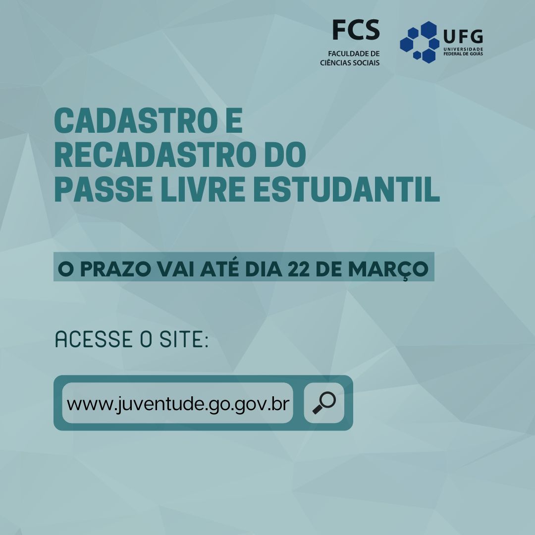fcs_ufg's tweet photo. O prazo para o cadastro e recadastro do Passe Livre Estudantil vai até 22 de março. 

Os estudantes de Goiânia e Região Metropolitana devem acessar o site https://t.co/KiDtjRi8Go

#ufg https://t.co/OQzuBuAn6j