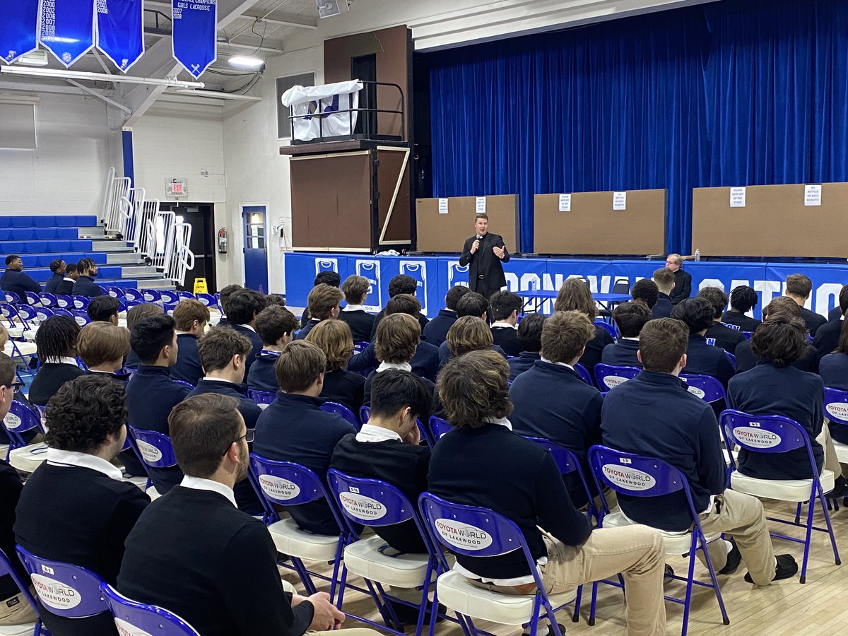 Tuesday afternoon, Fr. Garry Koch and Fr. Chris Dayton along with Fr. Scott, addressed the Junior and senior young men.   While sharing their vocation stories, the priests talked about the difference between a job and vocation, as well as always being open to what God calls us
