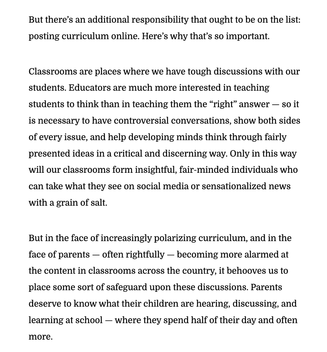 christopherrufo's tweet photo. An Arizona public school teacher makes the case for curriculum transparency, arguing that "parents deserve to know what their children are hearing, discussing, and learning at school," especially in the era of an "increasingly polarizing curriculum." 
https://t.co/01HVXSwRlP https://t.co/Z8iLvPiV2g