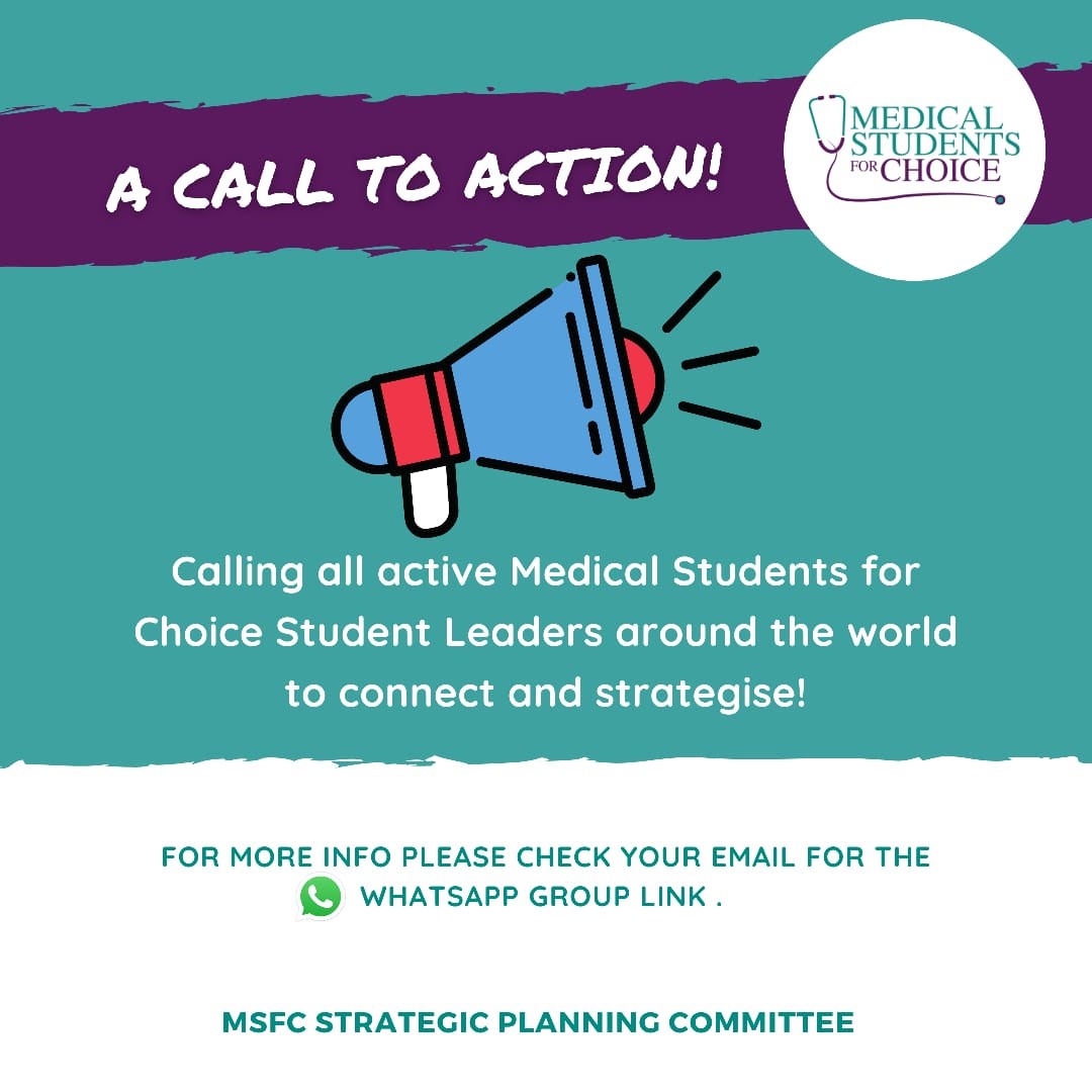 MSFC's tweet photo. 📢🌎Calling all Medical Student for Choice Leaders around the world. Please check your email and join us to further discussion of the future of MSFC. (If you didn't get an email from us with the WhatsApp link, email students @ https://t.co/0X7mWsgHK8! https://t.co/whtriyTuzR
