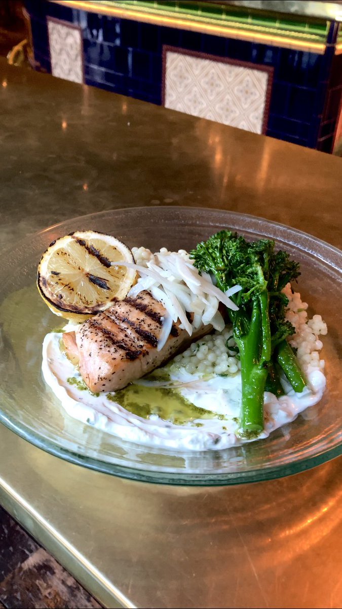 runninghorseAld's tweet photo. Spring has sprung!. And we have an exciting new addition to our menu. 
Grilled salmon with chargrilled broccoli and shaved fennel on a bed of couscous. 
.
.
.

#aldgate #aldgateeast #london #eastlondon #cityoflondon #zone1 #centrallondon #pub #bar #gastropub #eastlondonbar https://t.co/mheYeghgSV