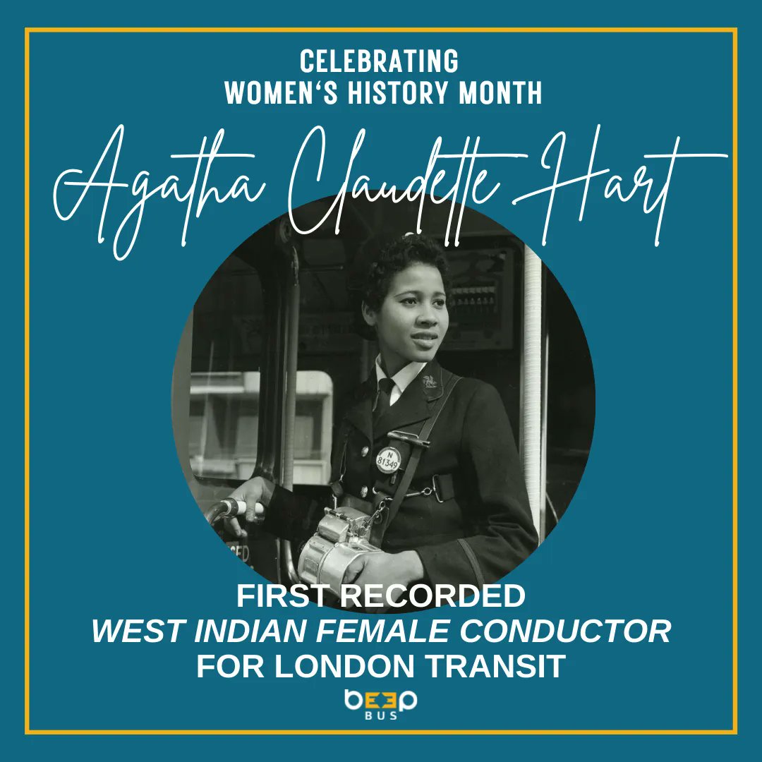 BeepBus's tweet photo. In 1950s-60s, London Transit (TfL) recruited thousands of West Indians from the Caribbean. Among them, Agatha Claudette Hart, became the first Black female train conductor. Learn more at Legacies: London Transport’s Caribbean Workforce https://t.co/obMF0hjUQf 
#WomensHistoryMonth https://t.co/U2OlLqleuM