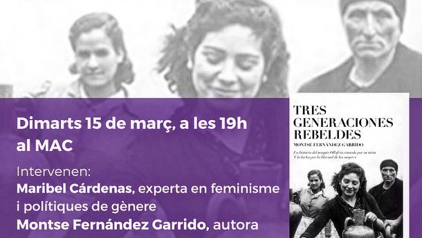 Hem assistit a la presentació del llibre "Tres generaciones rebeldes" de la Montse Fernández Garrido, amb la intervenció de la <a href="/belcardenas/">Maribel Cárdenas</a> , al <a href="/maccerdanyola/">Museu d'Art de Cerdanyola</a> . Gràcies a la <a href="/laconstancia_fa/">La Constància Factoria Cultural</a> per l’oportunitat de conèixer aquest llibre que parla de feminisme.