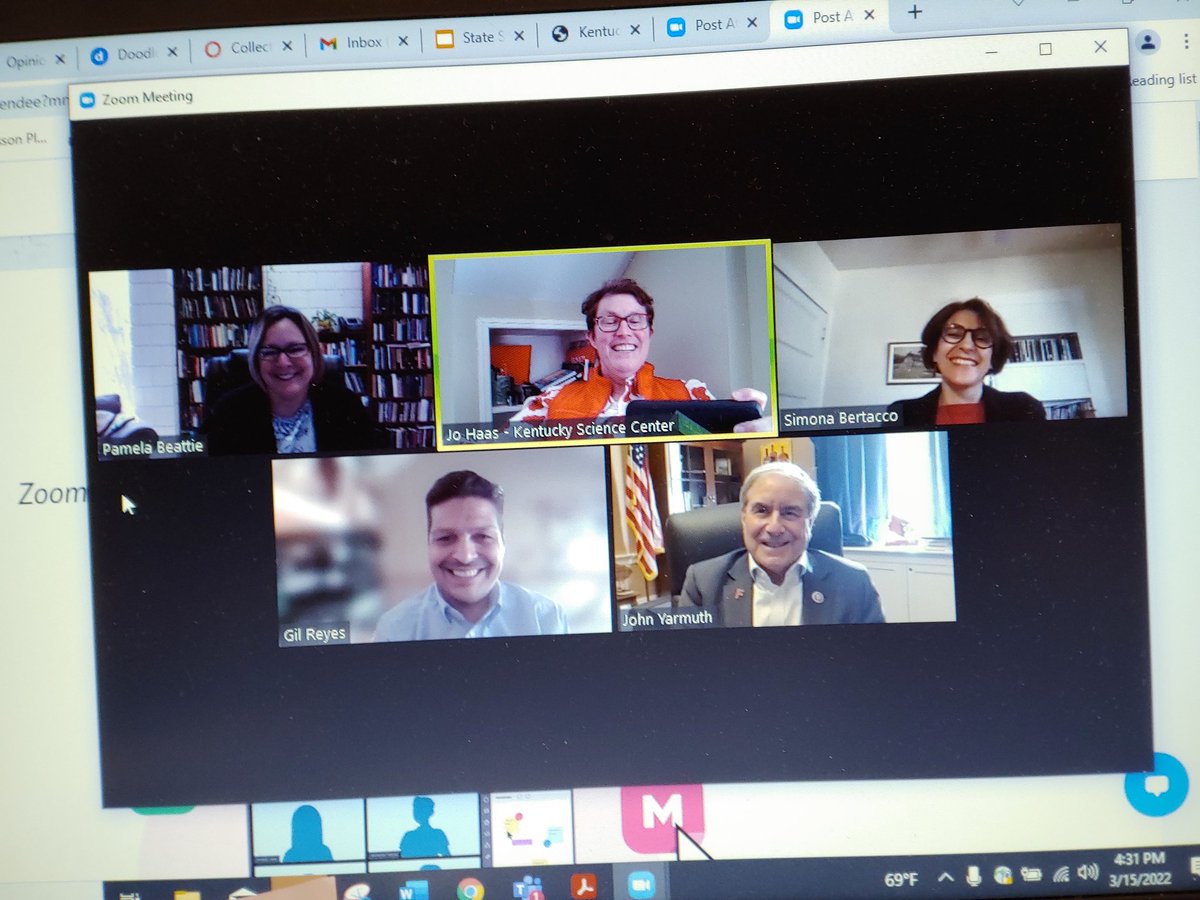 JoGetsCurious's tweet photo. Ended a day of #virtualadvocacy for @HumanitiesAll #HAD22 in conversation with KY humanities colleagues and @RepJohnYarmuth - talking about power of humanities in a world where ethical issues are ever more complex #humanities #culture #nimblethinkers #needmorephilosophymajors https://t.co/kTt5R6ibOX