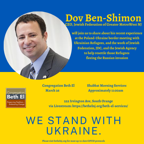 JMOlitzky's tweet photo. Join @DovBenShimon of @jfedgmw at #BethElNJ to talk about his visit at the #Ukraine-Poland border https://t.co/Apdp3Rsyei