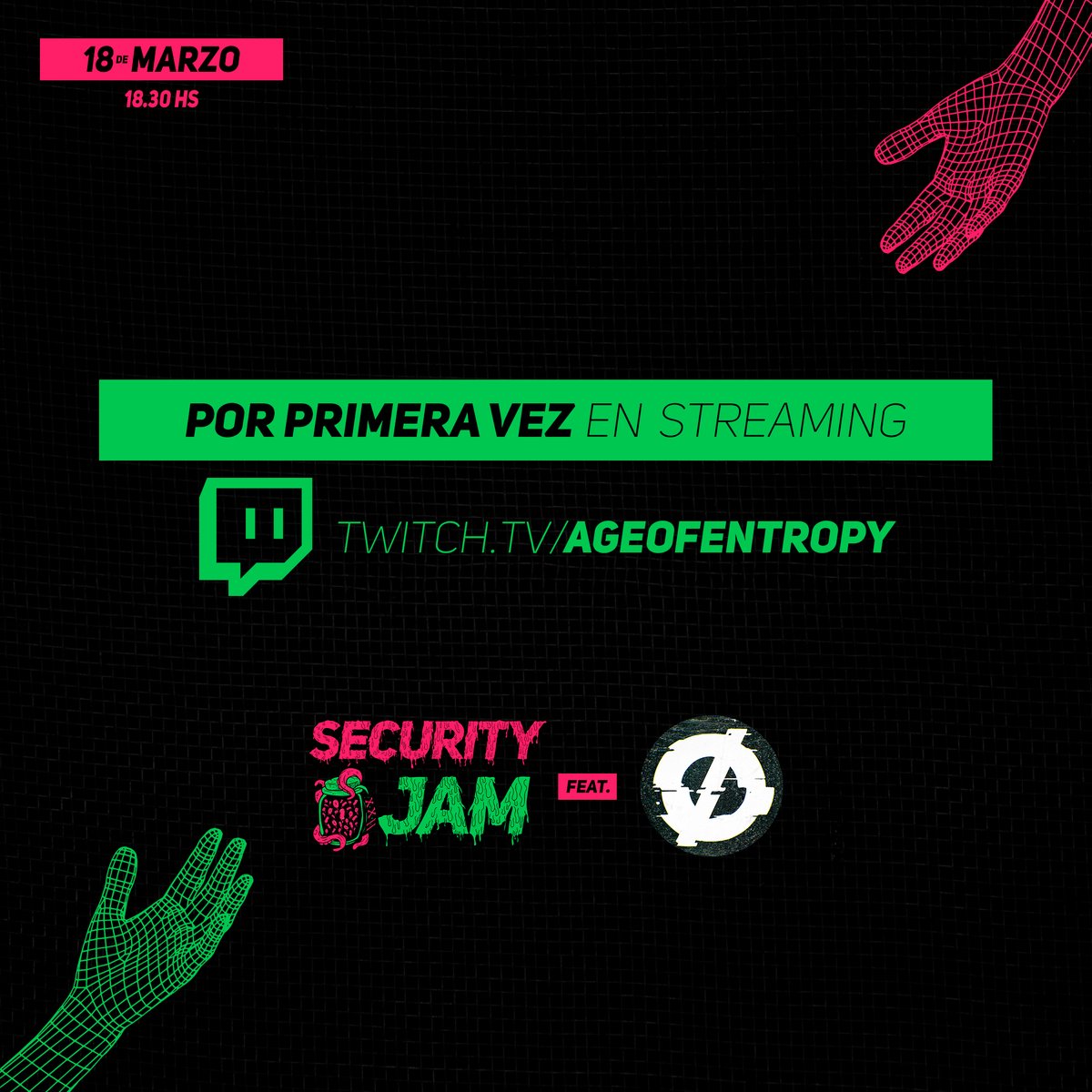 📢Novedades en la JAM!!!
▶️Por que se lo debíamos al publico 🤼 
Por 1ra vez vamos a streamear la JAM 📽️ 
Gracias a la colaboración de <a href="/Age_Of_Entropy/">Age Of Entropy</a> 🧙‍♂️
Sigan a twitch.tv/ageofentropy