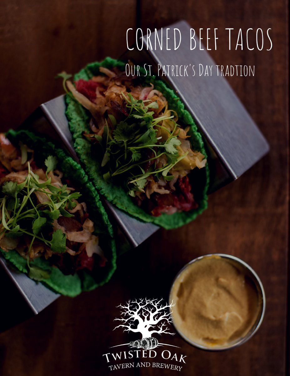 TwistdOakTavern's tweet image. Our St Pats tradition returns! Serving corned beef tacos all day Thursday only. Try them before they sellout.