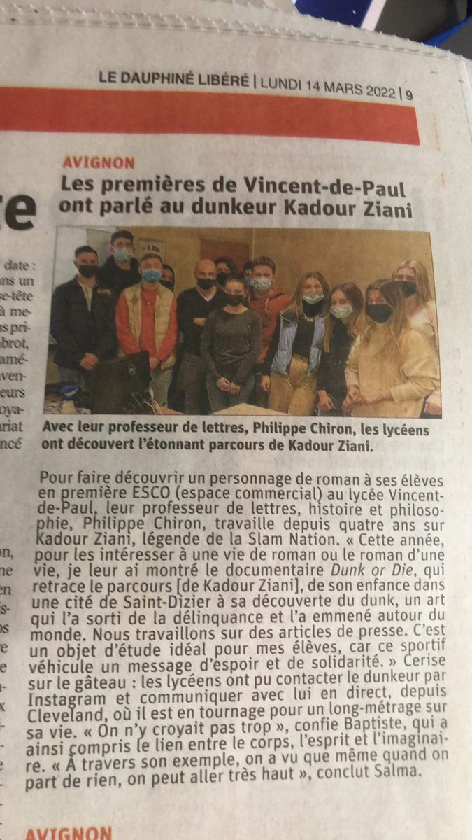 Kadour_ziani's tweet photo. C’est tellement INCROYABLE
Objet d’étude pour les élèves de 1er ESCO prof de philo français histoire lycée Vincent de Paul
Devenu personnage de roman ?
Mon histoire, lien corps/esprit/imaginaire, vecteur d’espoir, de solidarité pour s’accomplir …😱
#dunkordie #scienceutile https://t.co/8TigiRqiCz