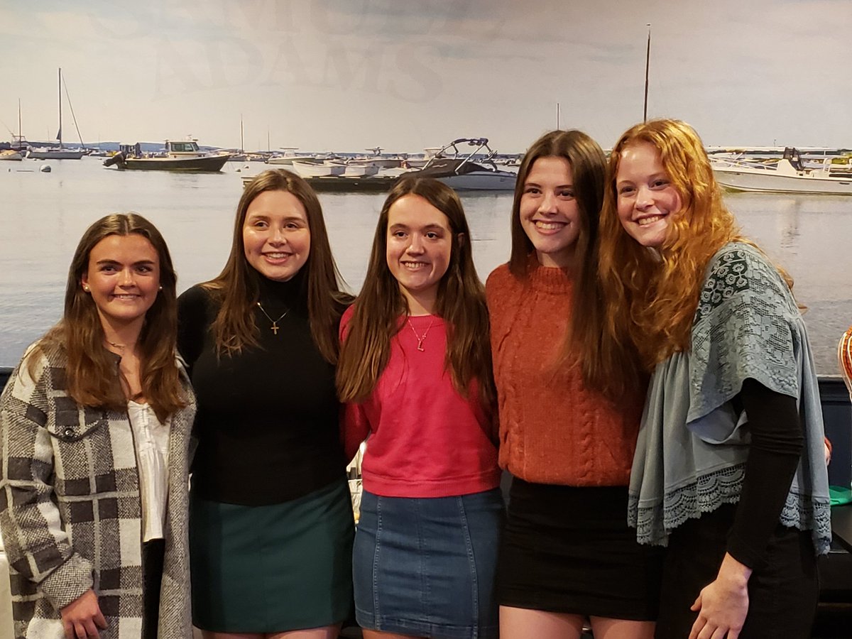 Outgoing Senior captains Olivia Kyriakides and Cara Cass with next season captains Lucy Laviolette, Amanda Donovan, and Molly Donovan.
<a href="/DuxHSAthletics/">Duxbury Dragons Athletics</a> @DuxburySports