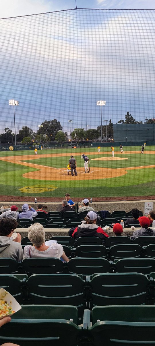 MsHandTeacher's tweet photo. And after a packed day with two tours, we get to enjoy a @USC_Athletics baseball game! Enjoying some downtime. Go Trojans! #LAWint22 @Dawson_School https://t.co/BfHH7FJl1U