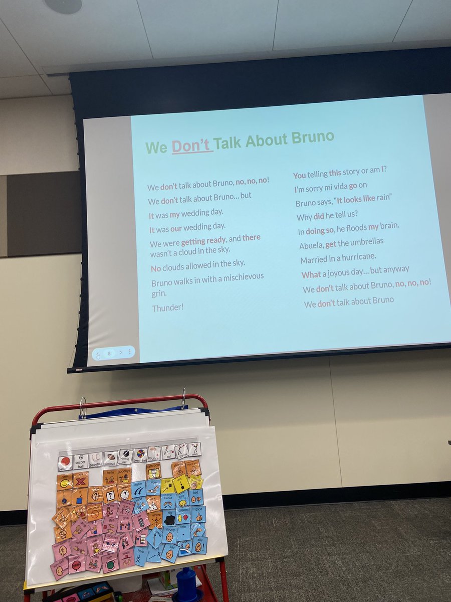 We don’t talk about Bruno, but we do talk about Core Vocabulary! Thank you to everyone who came out to our training night tonight! #CoreVocabulary #SLP #WeAre54