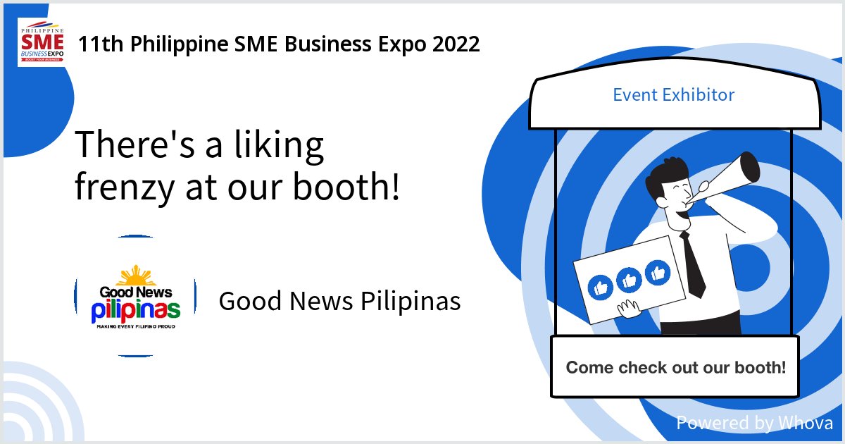 AngieQBalibay's tweet photo. Our booth is trending at 11th Philippine SME Business Expo 2022. Come give us a like. 👍 Check out the showcase and booth details at the event. #philsme #philsme2022 #boostyourbusiness - via #Whova event app https://t.co/zvKJnLxIaf