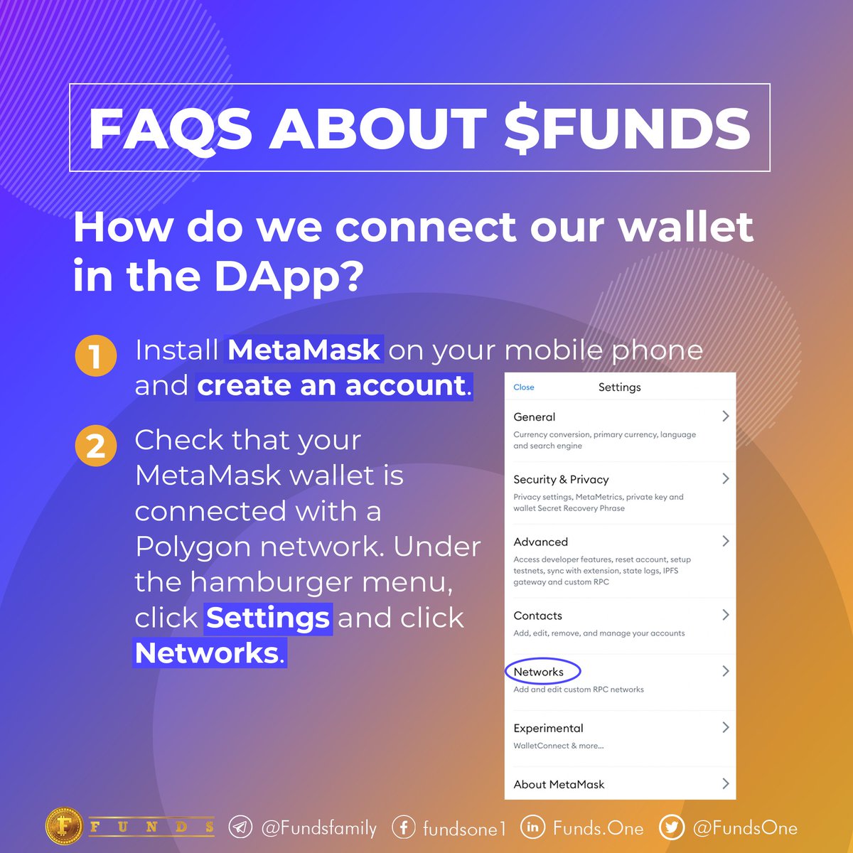 FundsOne's tweet photo. Ready to purchase your $FUNDS but don't know where to start? Here are the steps you need to follow to successfully connect your MetaMask wallet to your account.

Buy your $FUNDS today at https://t.co/PDPhXhY6pc

#crypto #lottery #win https://t.co/h0zzC1tN9j