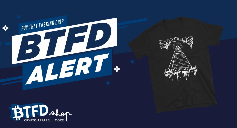 👁️ Always watching

👁️‍🗨️ I am the eye in the sky.

Available in 3 different colors ~ Black, Dark Heather, and Navy!

Sizes S ~ 3XL 🤩

btfd.shop/product/eye-in…

#Crypto #BTC #cryptocurrency