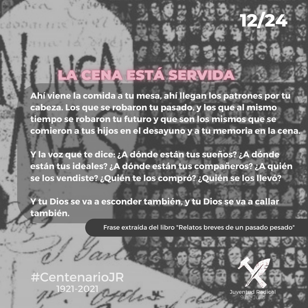 JR9deJulio's tweet photo. Reflexiónes de un pasado desgarrador 💡

Frases extraídas del libro "Relatos Breves de un pasado pesado" - Buenos Aires Educación. 

#24M #NuncaMás https://t.co/gpwTWlbZ4M